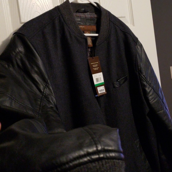 Mens perry ellis bomber jacket black wool - Picture 3 of 12